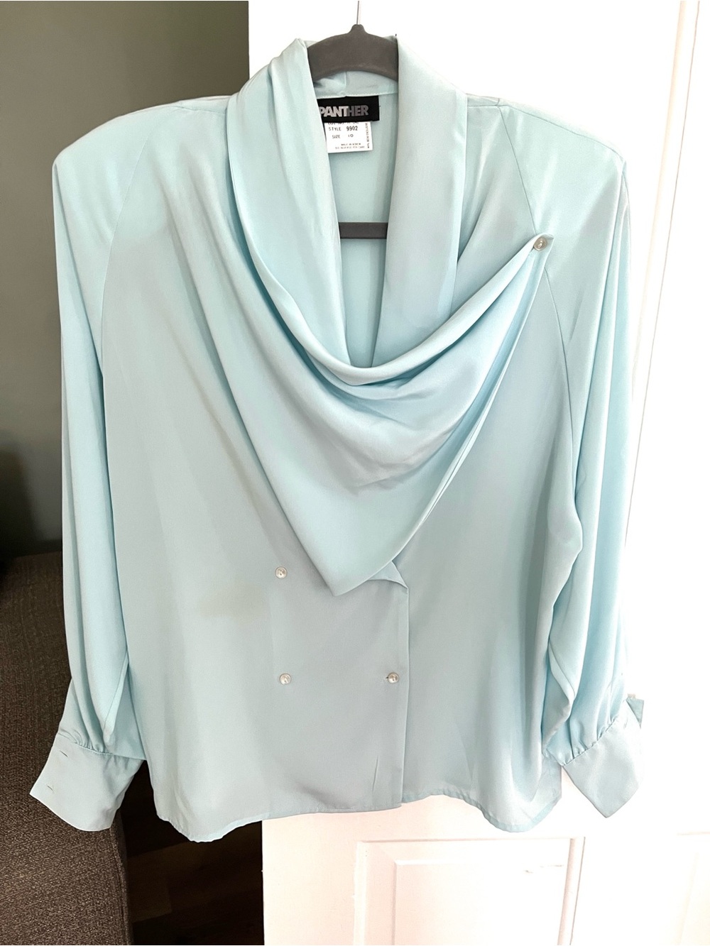 Light Turquoise Blouse Long Sleeves size 10 by Panther
